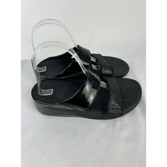 FitFlop B24 Womens Lulu Superglitz Black Slide Sandals sz 7 - Picture 2 of 5